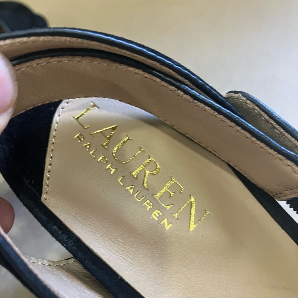 LAUREN RALPH LAUREN Sasha Suede Velvet Buckle Heel Platform Sandal size 9.5 NEW - Picture 4 of 7